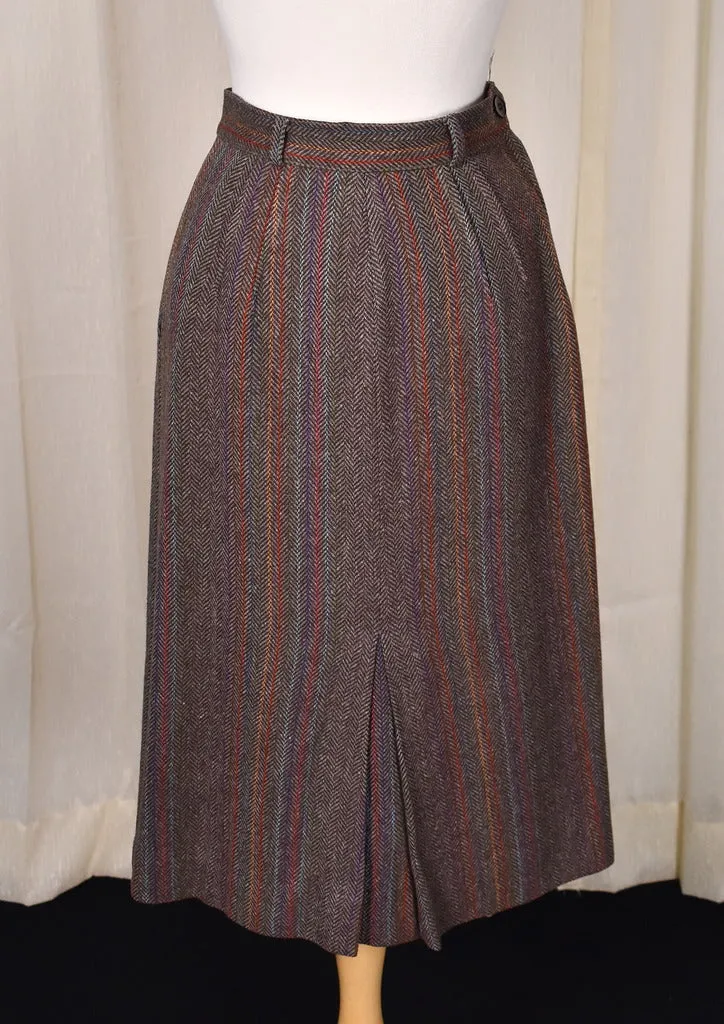 1950s Vintage Brown Rainbow Skirt