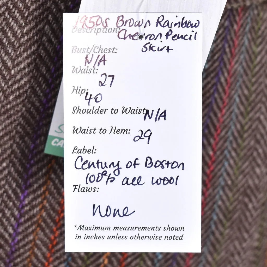 1950s Vintage Brown Rainbow Skirt