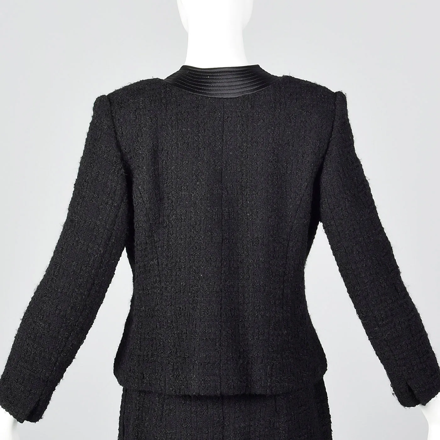 1960s Black Chunky Tweed Skirt Suit