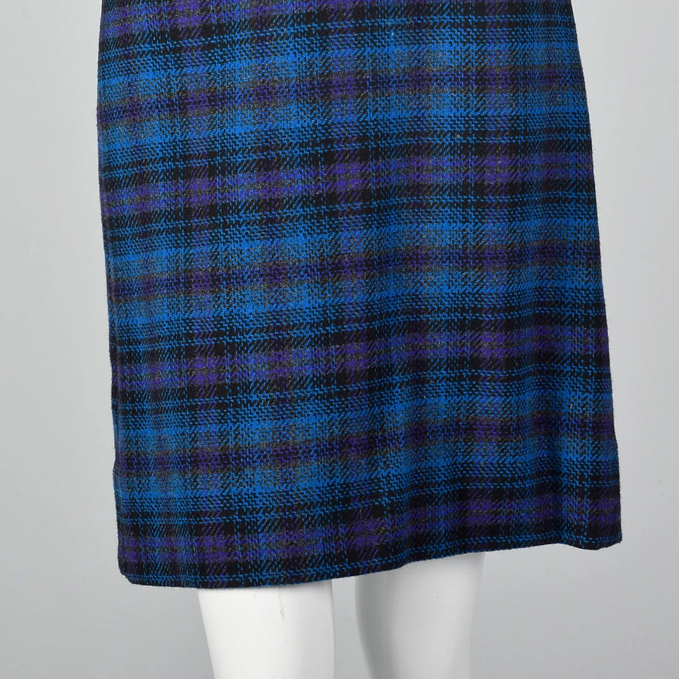 1960s Pendleton Wool Skirt Suit in Blue and Purple Plaid