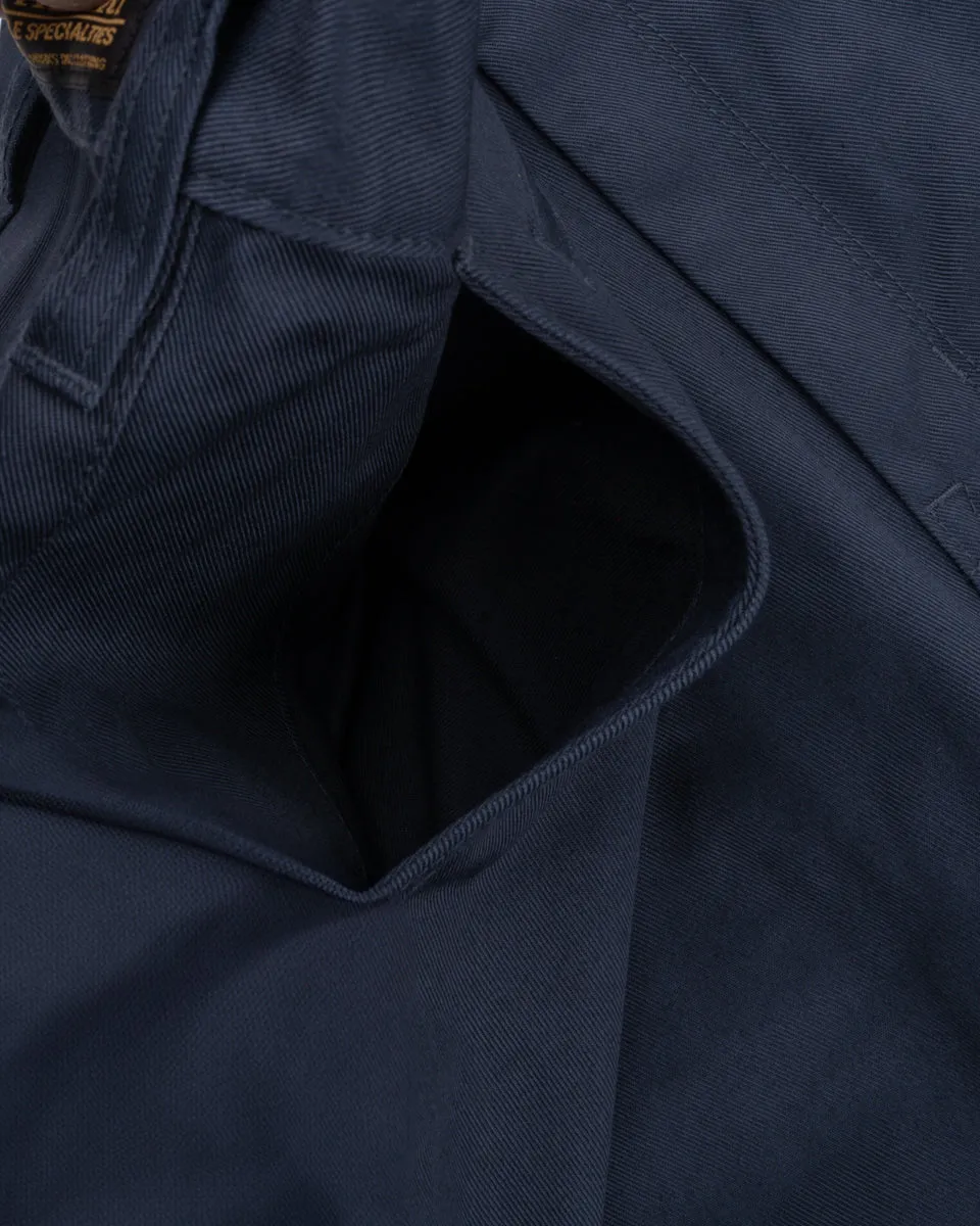 9oz Mercerised Selvedge Cotton Relaxed Tapered Cut Chinos - Navy