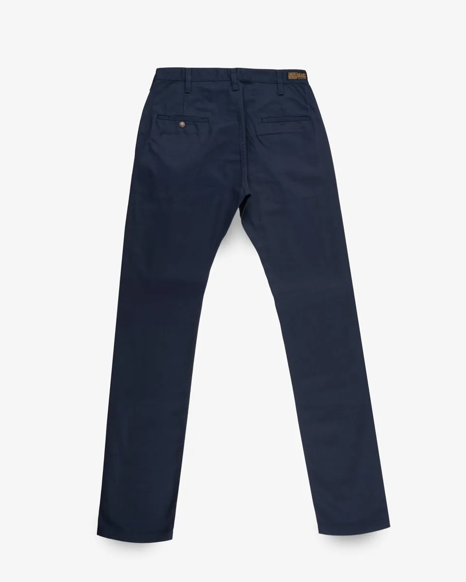 9oz Mercerised Selvedge Cotton Relaxed Tapered Cut Chinos - Navy