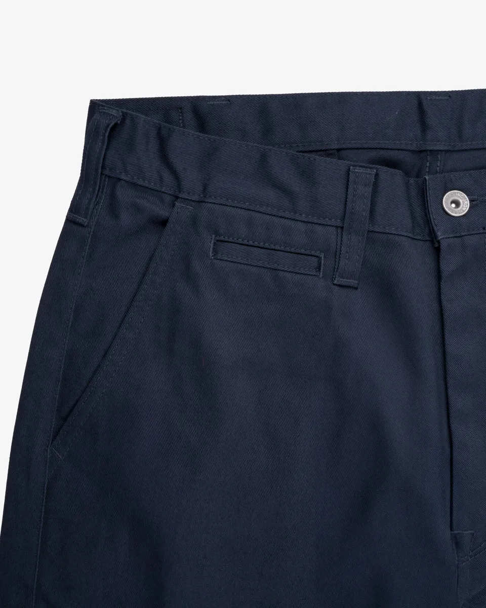 9oz Mercerised Selvedge Cotton Relaxed Tapered Cut Chinos - Navy