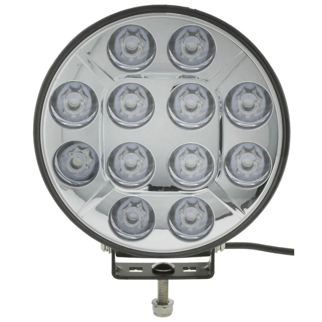 9" Led Driving Lamp Spot Beam 8 Deg 9-36V 120Watt Chrome Face 12 Leds 12,000 Lumens
