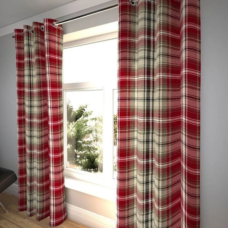 Angus Red   White Tartan Curtains