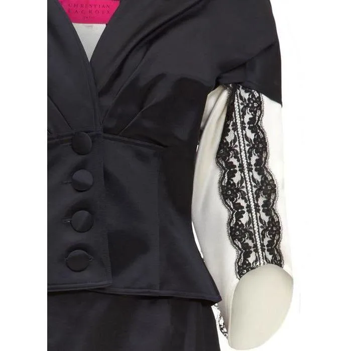 ARCHIVE - 1990s Christian Lacroix Black Satin Skirt Suit