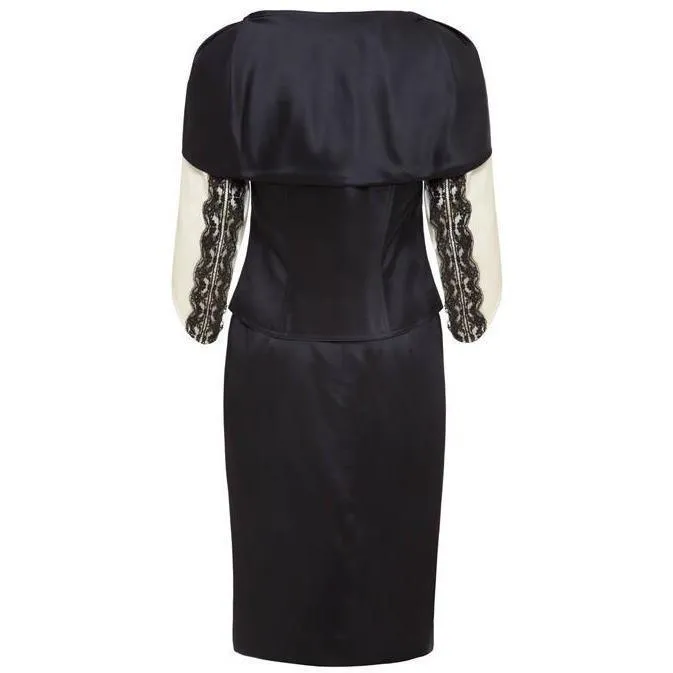ARCHIVE - 1990s Christian Lacroix Black Satin Skirt Suit