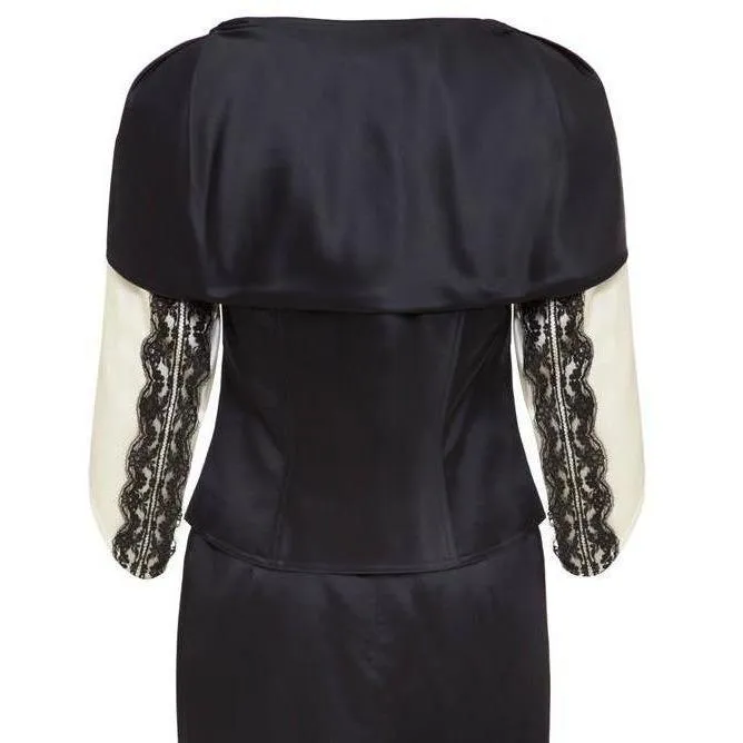 ARCHIVE - 1990s Christian Lacroix Black Satin Skirt Suit