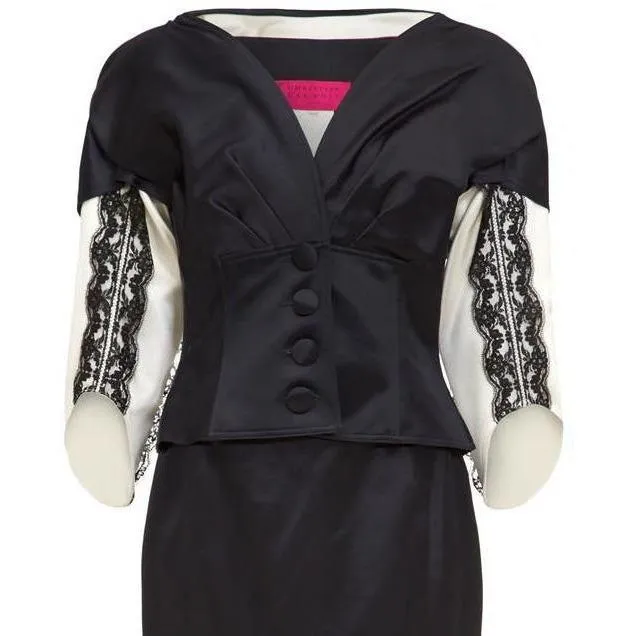 ARCHIVE - 1990s Christian Lacroix Black Satin Skirt Suit