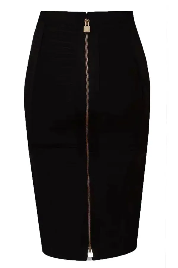 Back Zipper Pencil Skirt