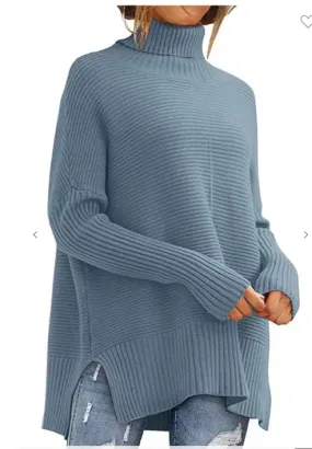 Bat Sleeve Loose Fitting Turtleneck