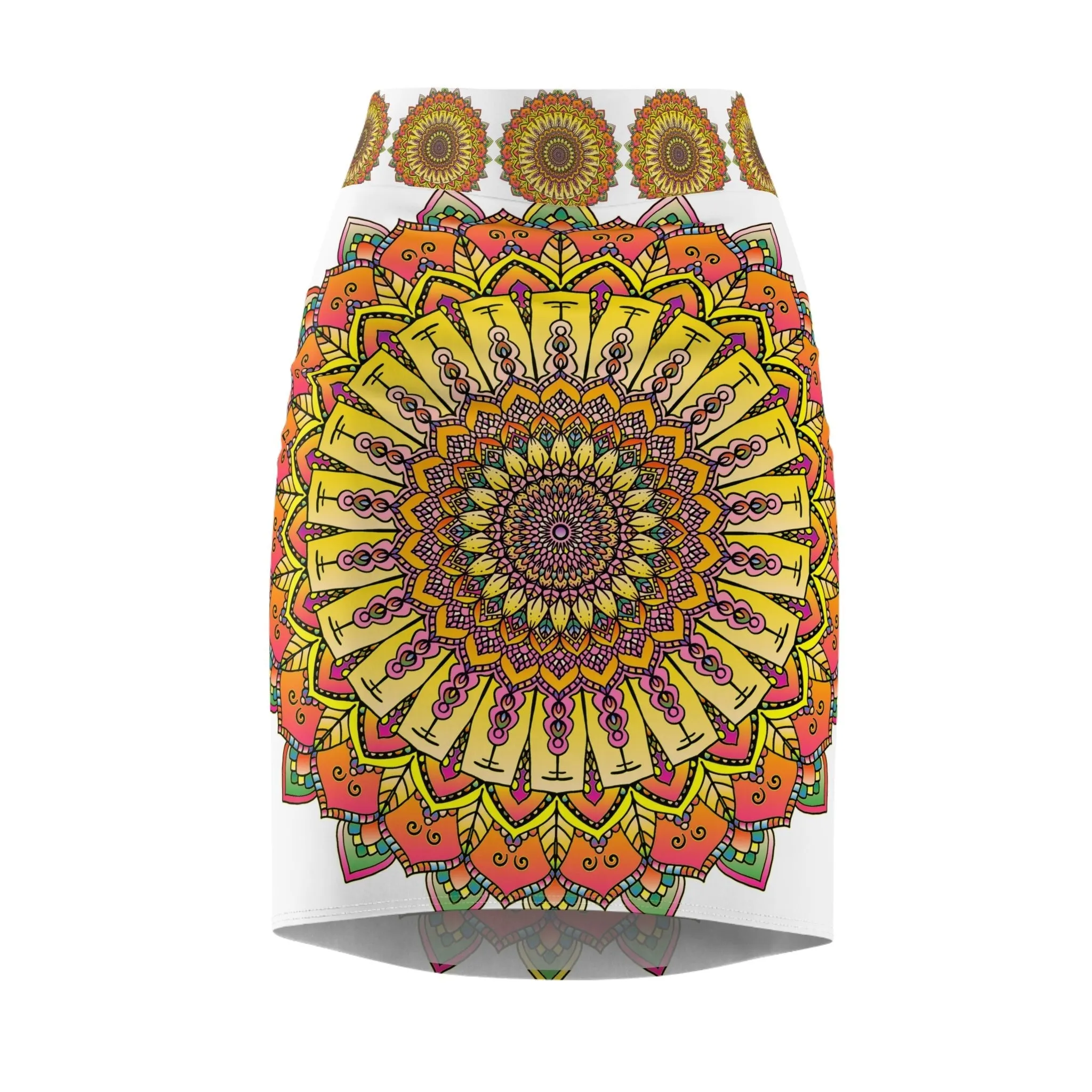 Bohemian Mandala Pencil Skirt - Light Purple