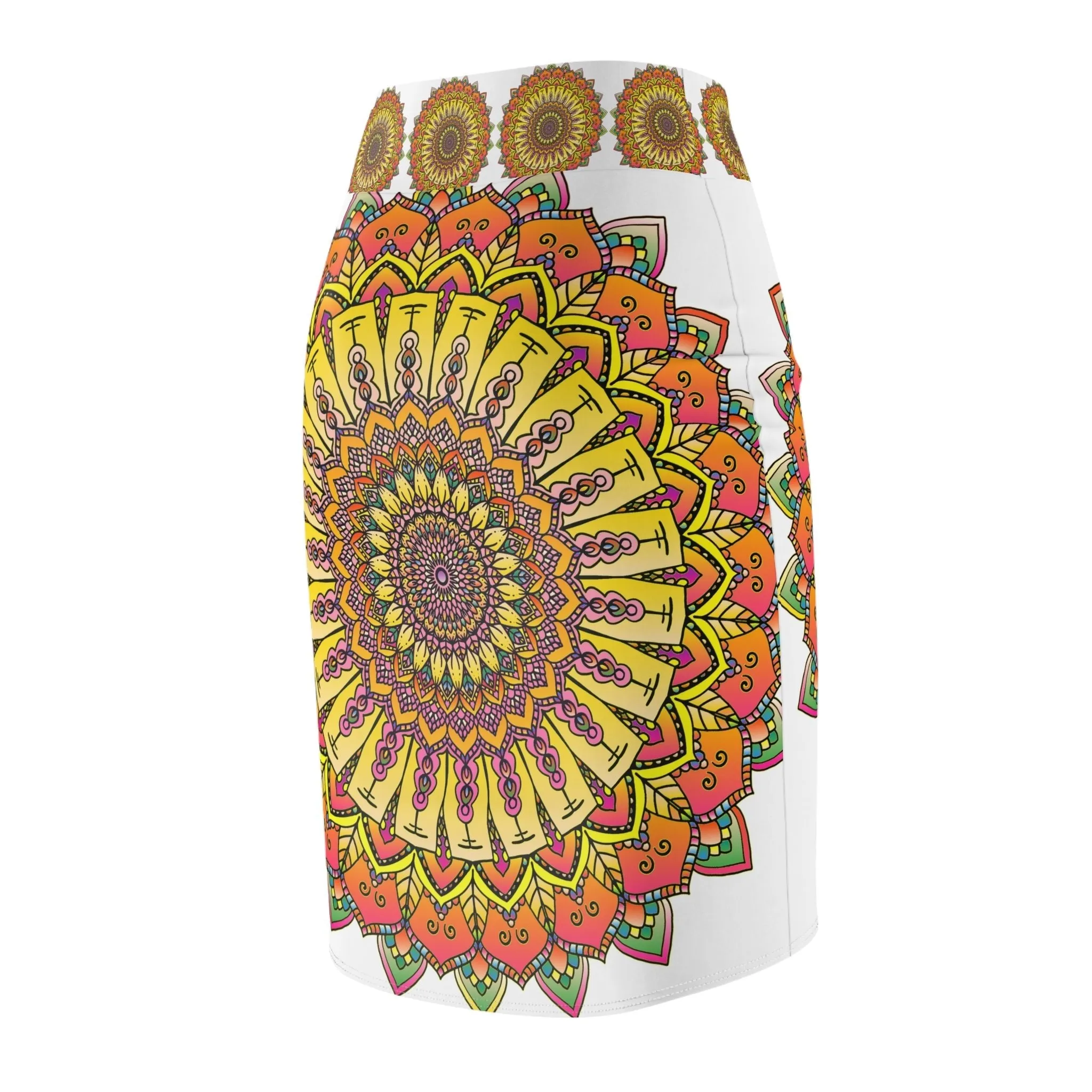 Bohemian Mandala Pencil Skirt - Light Purple
