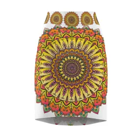 Bohemian Mandala Pencil Skirt - Light Purple