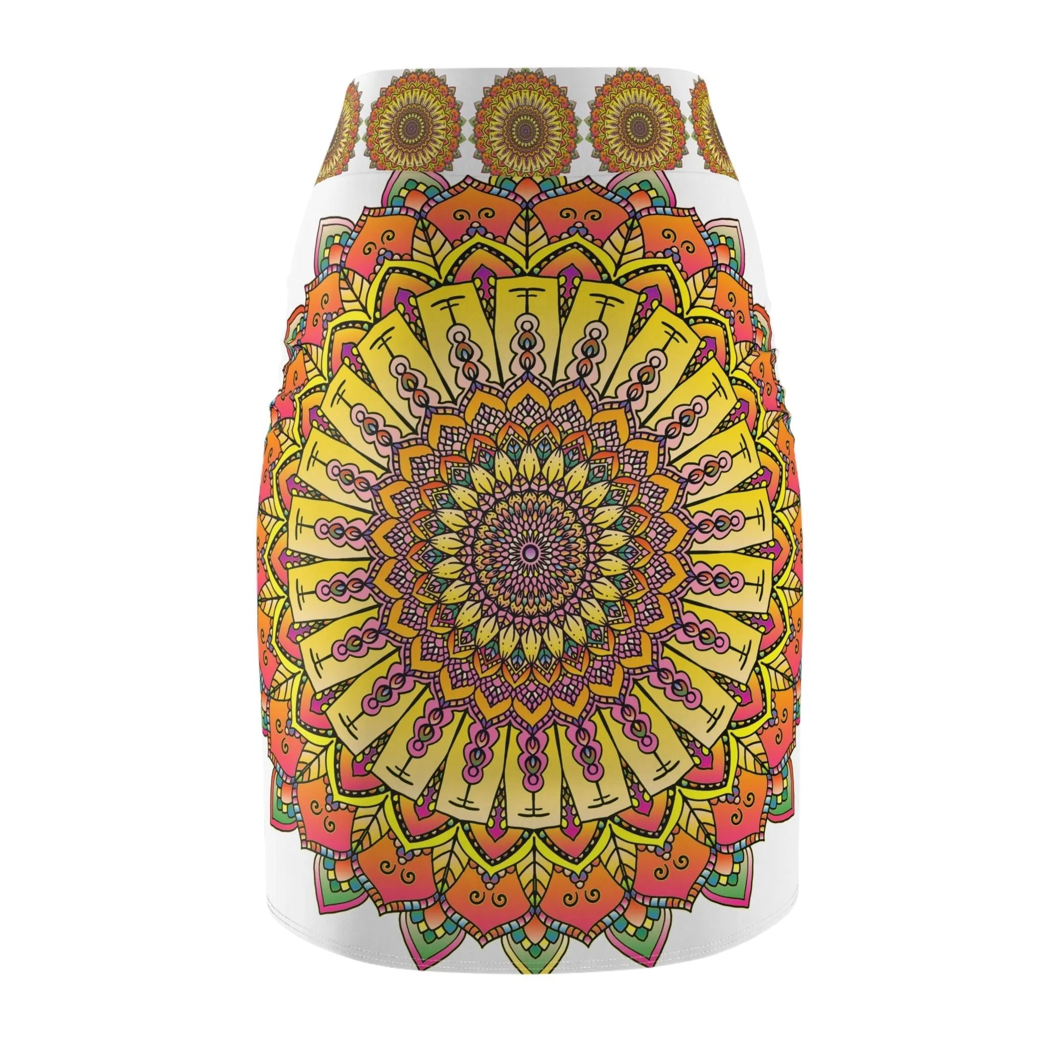 Bohemian Mandala Pencil Skirt - Light Purple