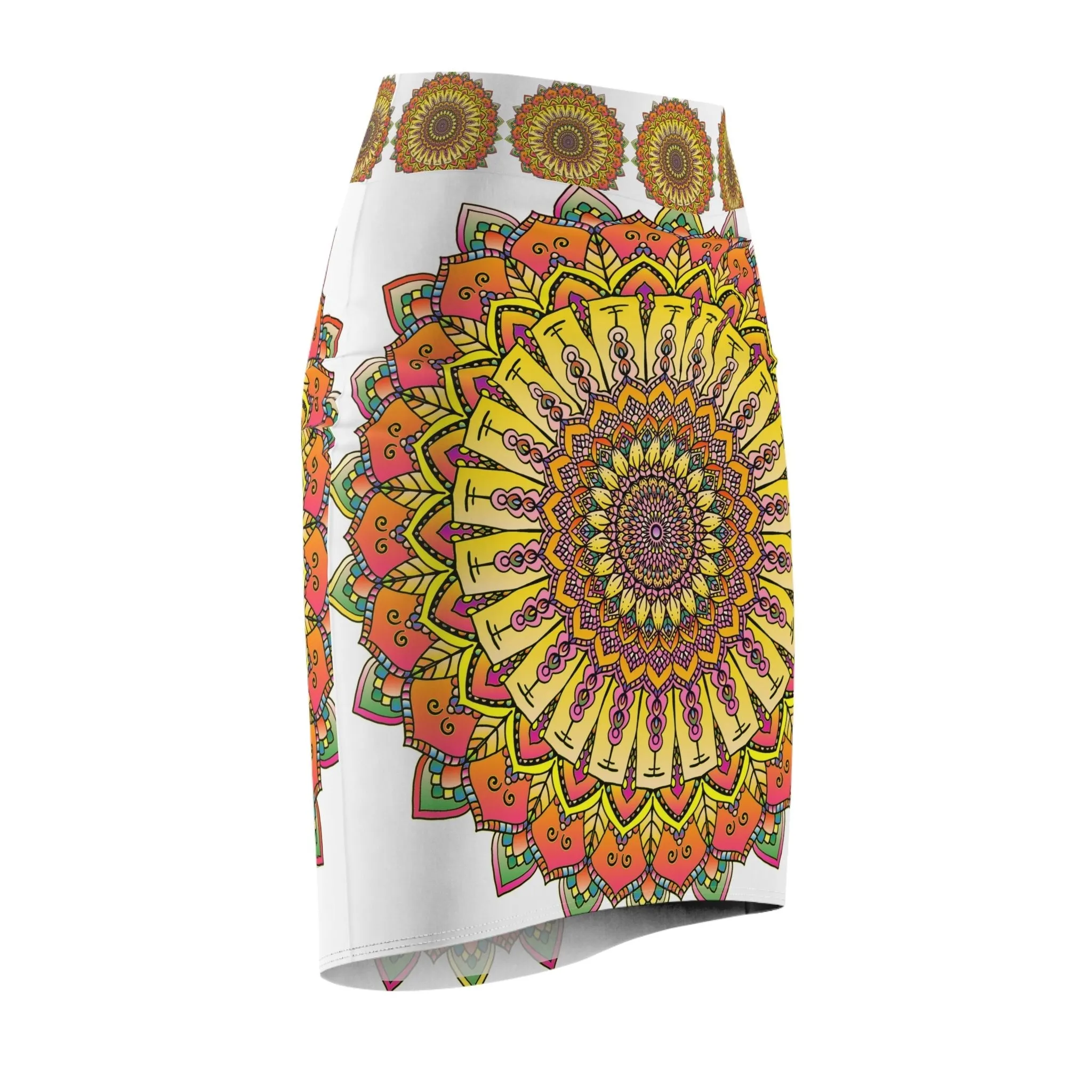 Bohemian Mandala Pencil Skirt - Light Purple