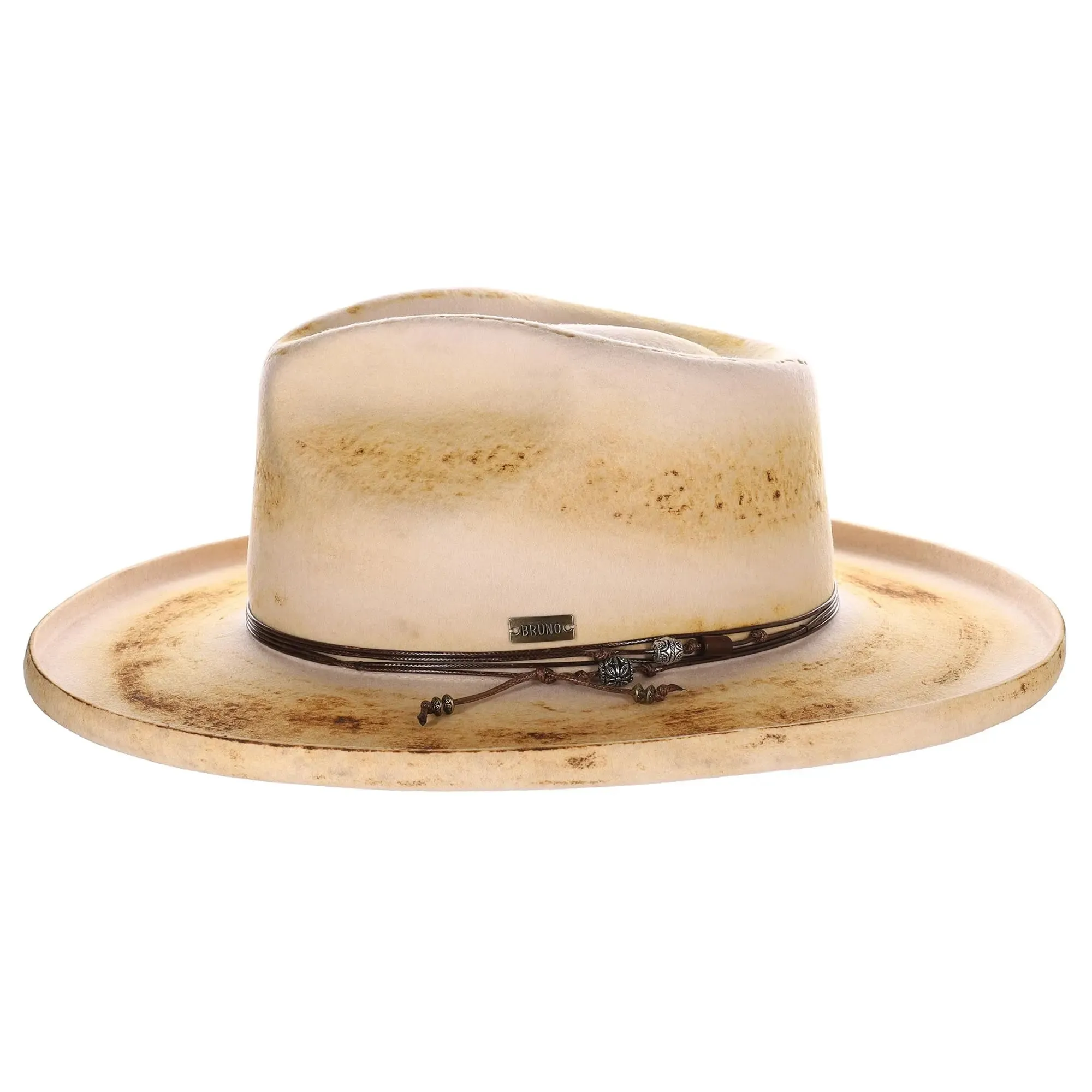 Bruno Capelo Orleans Distressed Wide Brim Wool Fedora