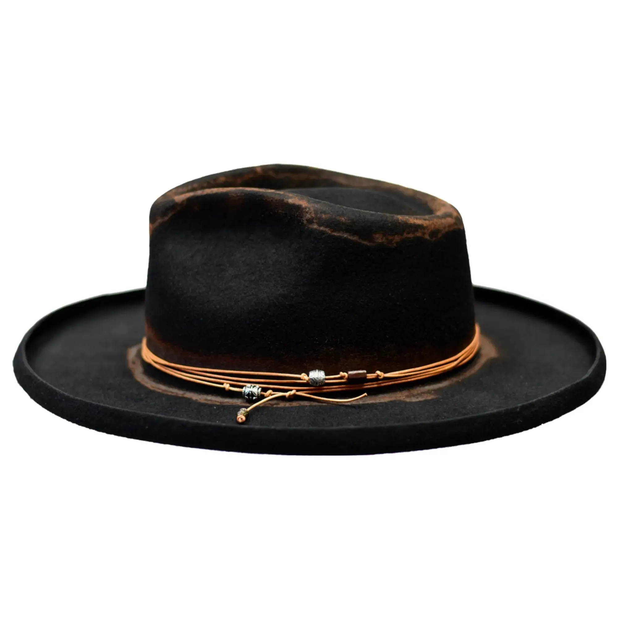 Bruno Capelo Orleans Distressed Wide Brim Wool Fedora