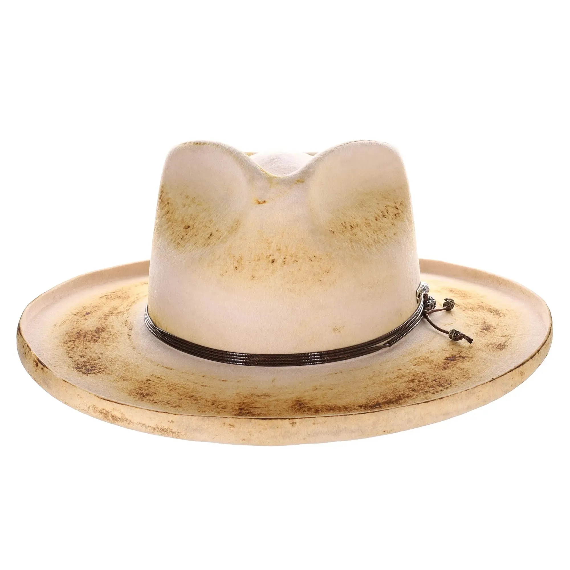 Bruno Capelo Orleans Distressed Wide Brim Wool Fedora