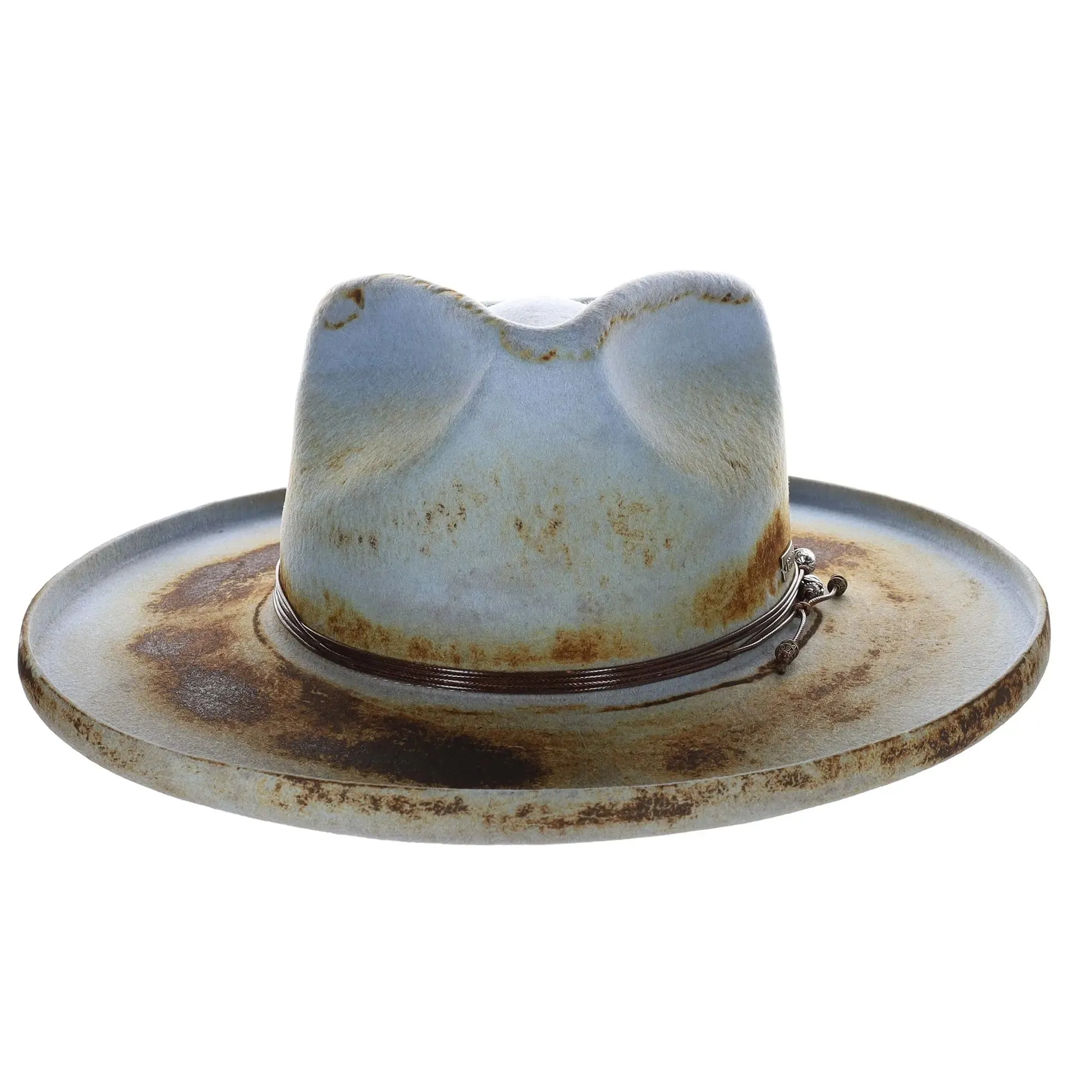 Bruno Capelo Orleans Distressed Wide Brim Wool Fedora