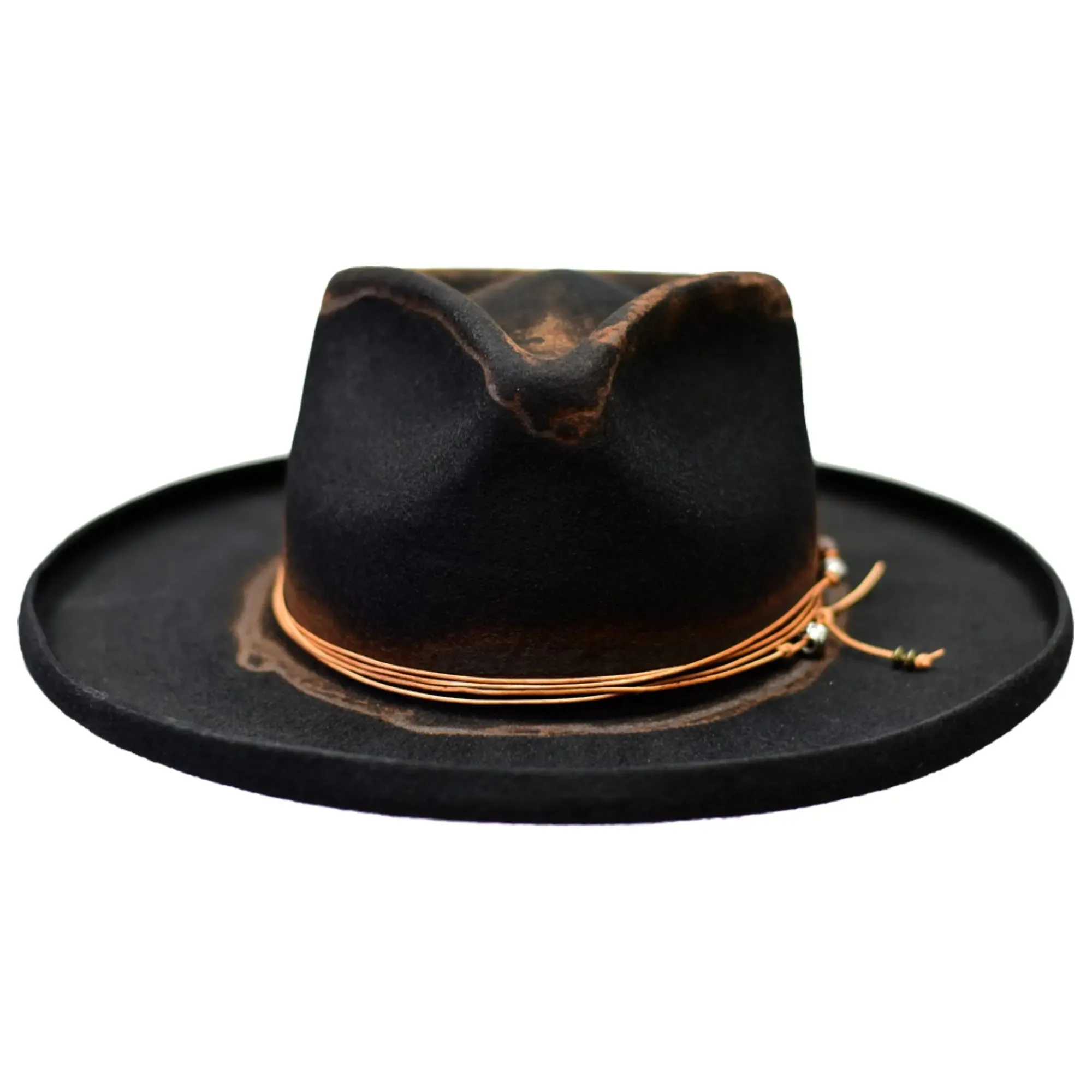 Bruno Capelo Orleans Distressed Wide Brim Wool Fedora