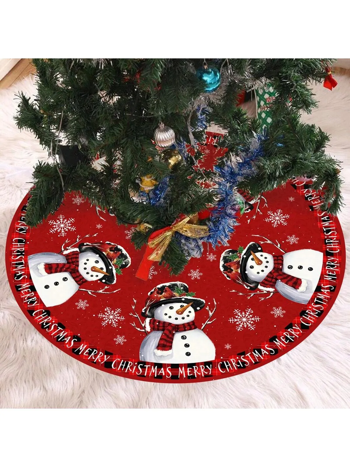 christmas tree skirt template|1pc Christmas Tree Skirt, Vintage Country Style Snowman Design