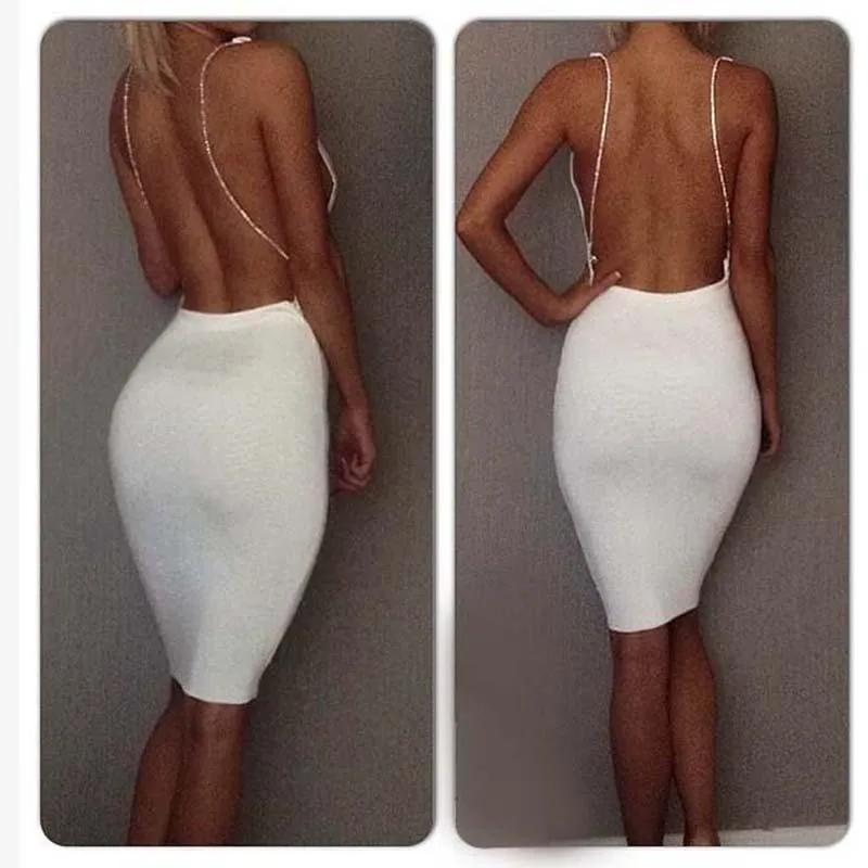 Clearance O-Neck Strap Backless Bodycon Casual Club Mini Dress