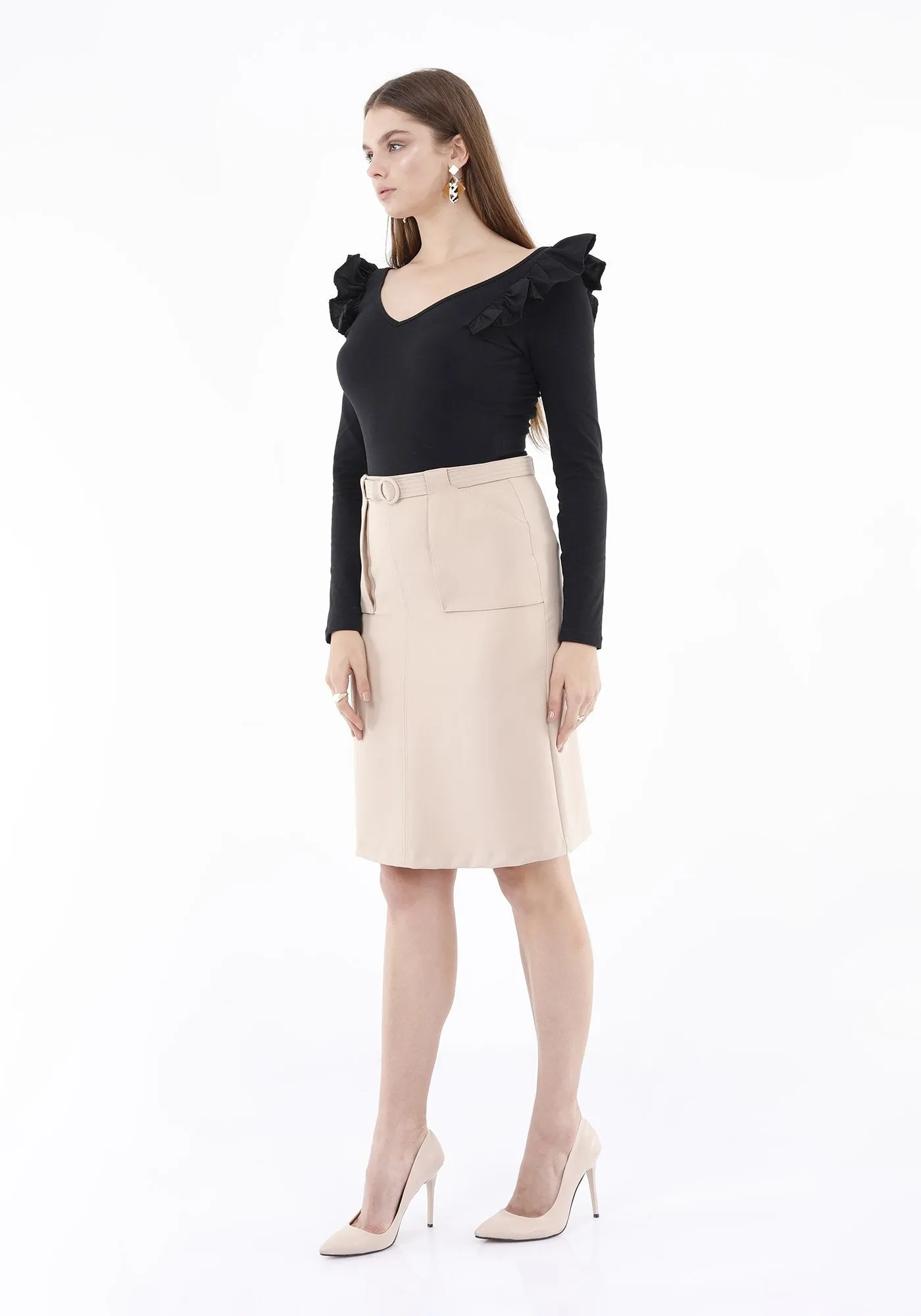 Comfy High Waist Pencil Skirt