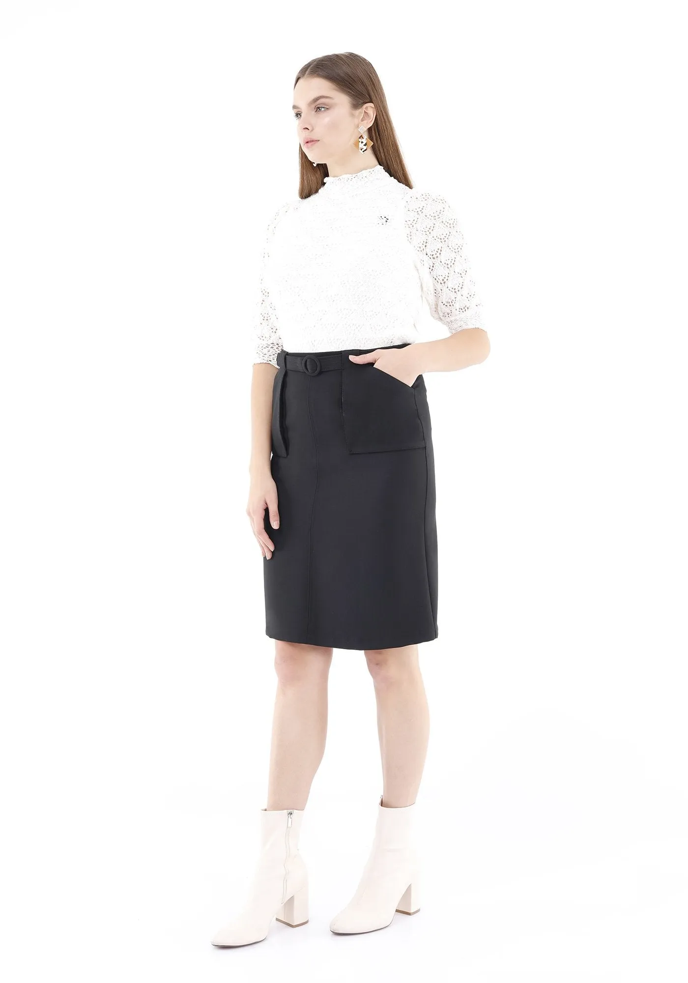 Comfy High Waist Pencil Skirt
