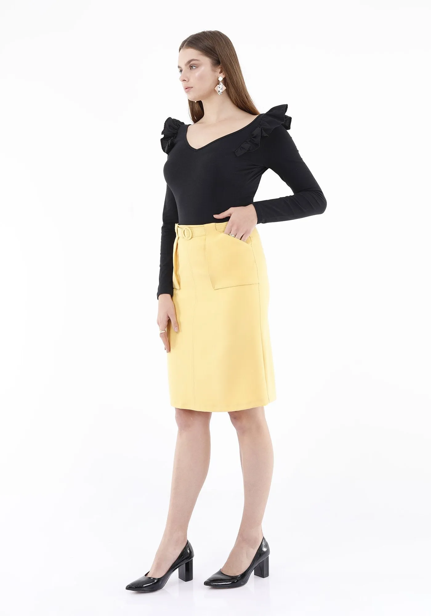 Comfy High Waist Pencil Skirt