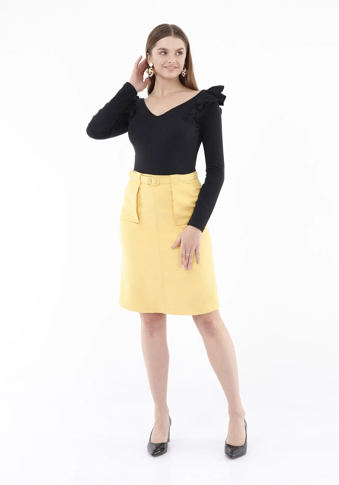 Comfy High Waist Pencil Skirt