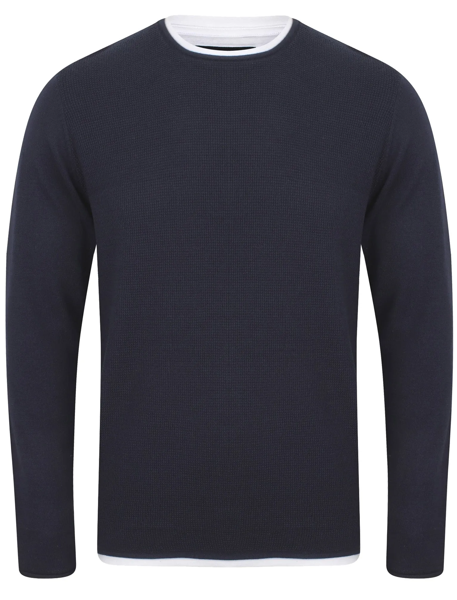 Conga Textured Jumper With Inner Mock T-Shirt In Midnight Blue - Dissident