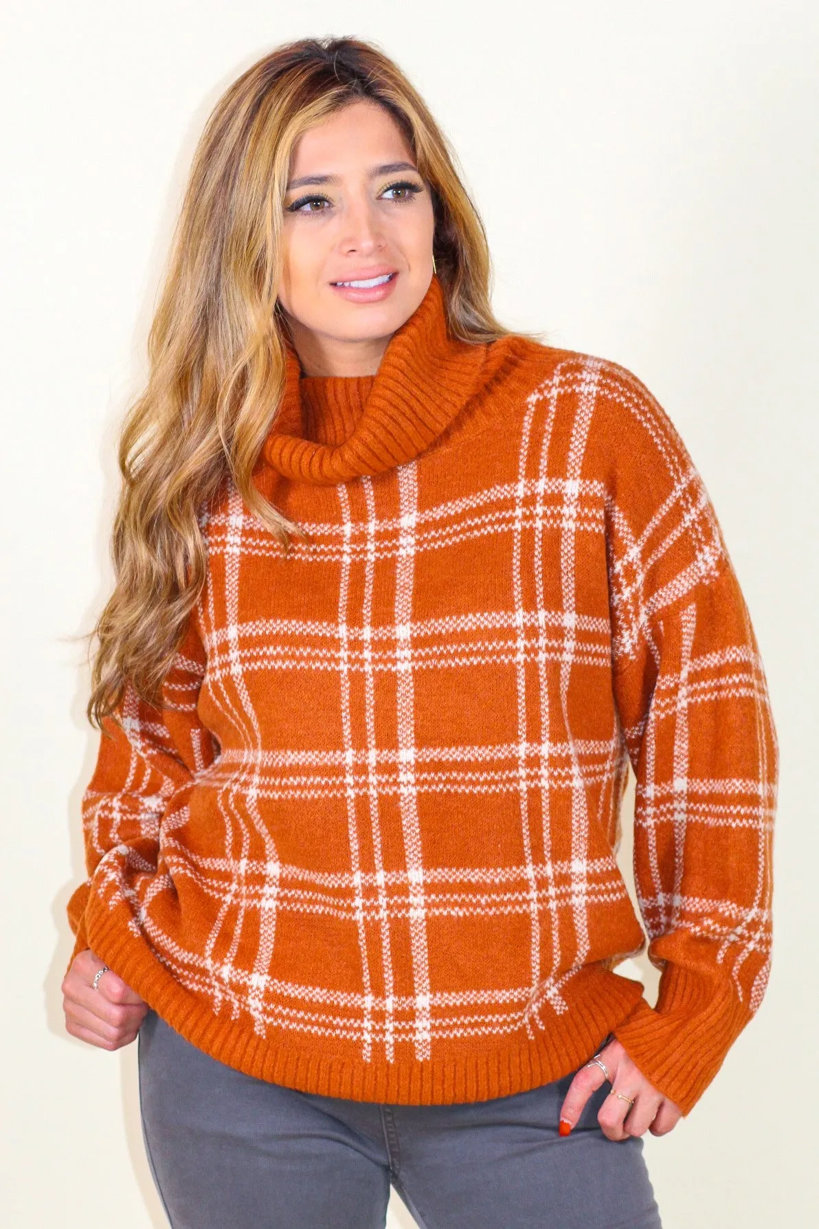 Cozy Plaid Turtleneck Sweater