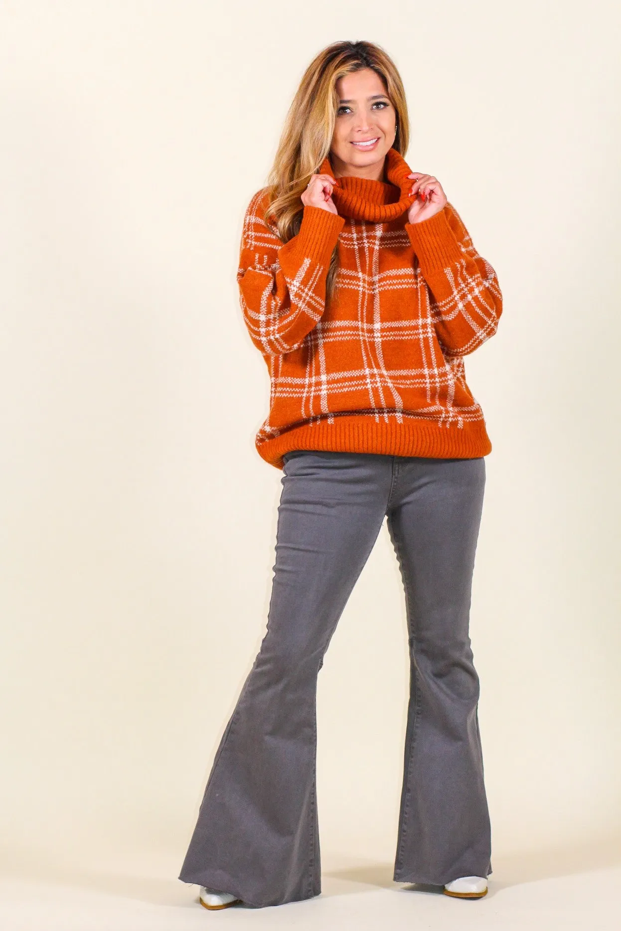 Cozy Plaid Turtleneck Sweater