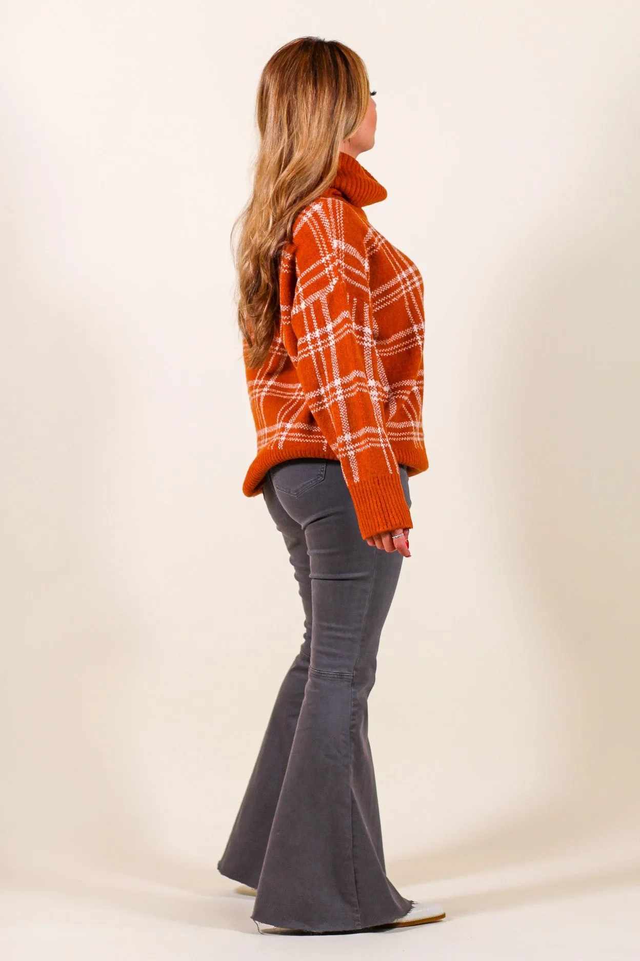 Cozy Plaid Turtleneck Sweater
