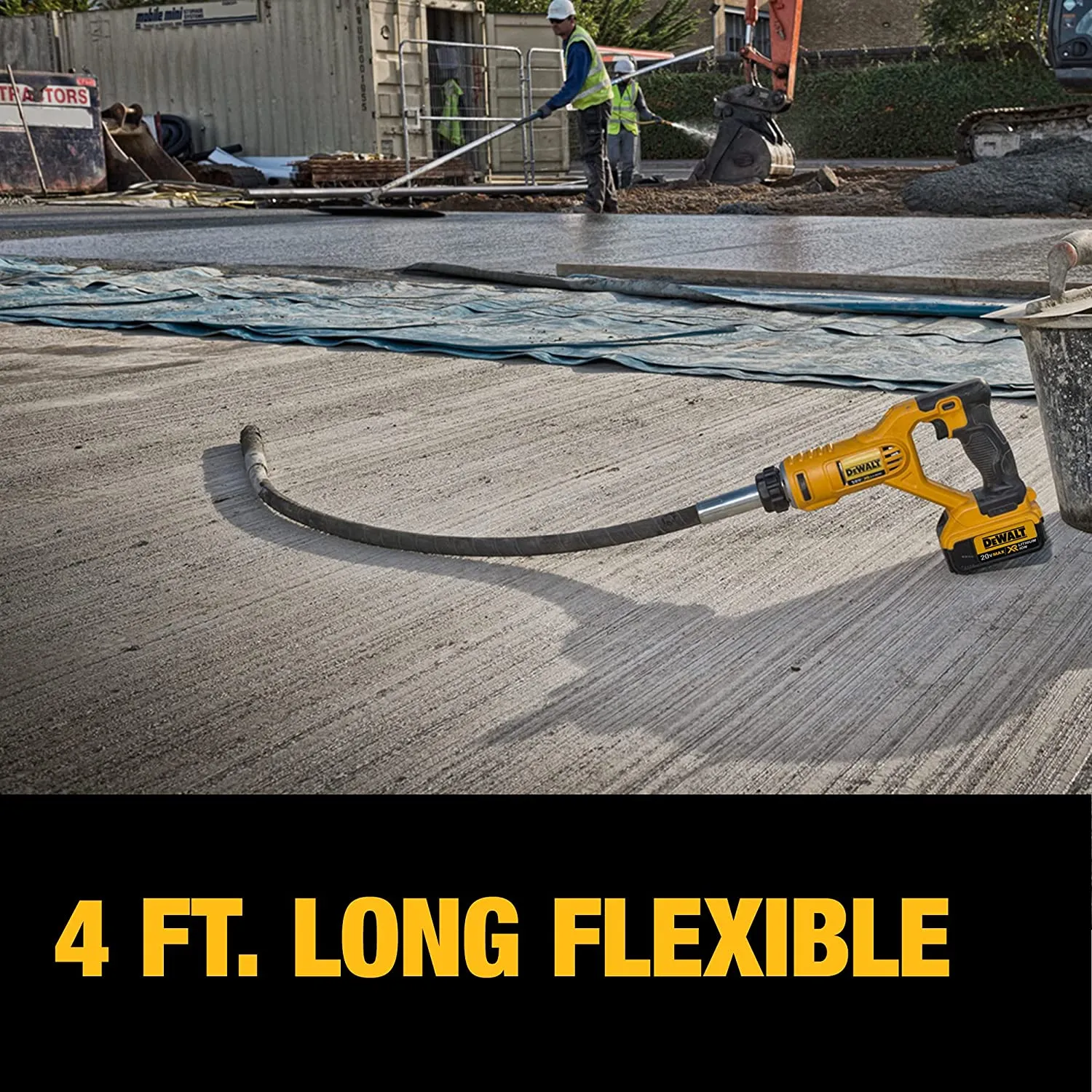 DEWALT Cordless Concrete Pencil Vibrator- 20V Battery 4 Foot Shaft
