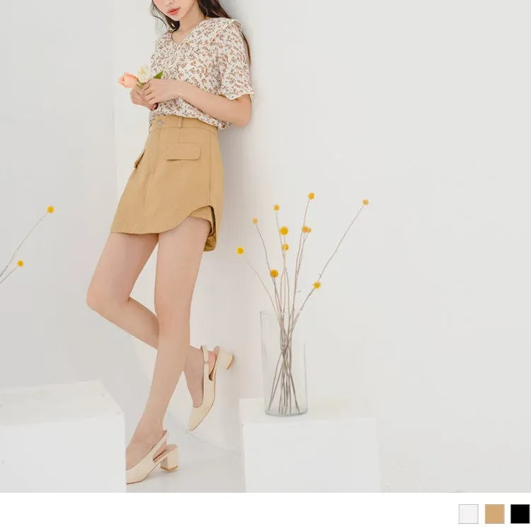 FAKE TWO PIECE COTTON ASYMMETRICAL MINI SKORTS