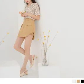 FAKE TWO PIECE COTTON ASYMMETRICAL MINI SKORTS