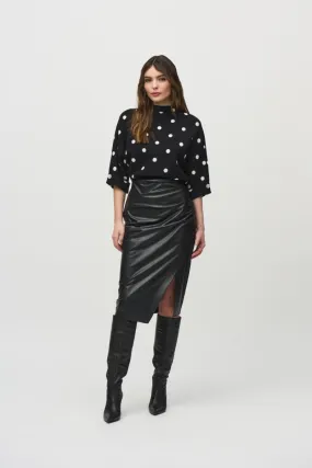 Faux Leather Wrap Pencil Skirt