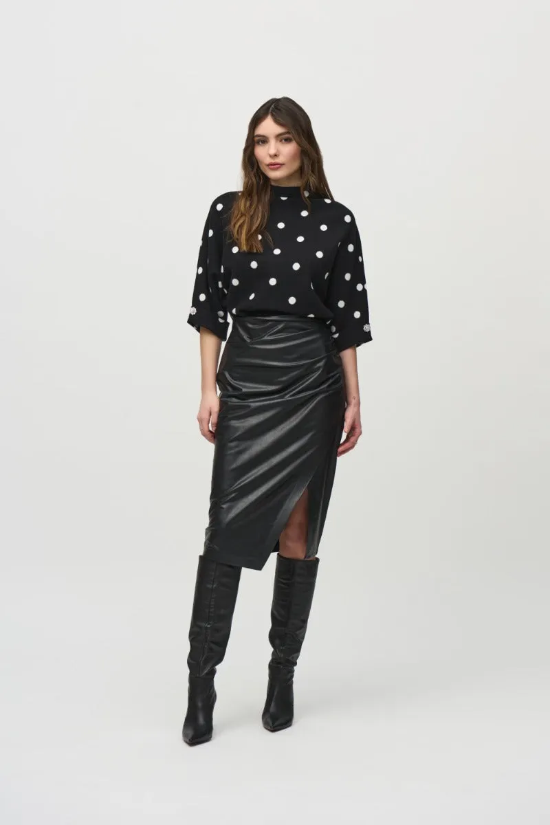 Faux Leather Wrap Pencil Skirt