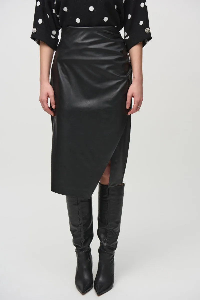 Faux Leather Wrap Pencil Skirt