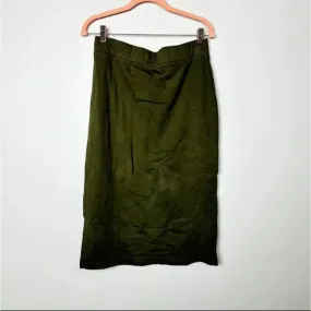 Free People Elastic Waist with Side Slit Green Pencil Skirt Size XSmall