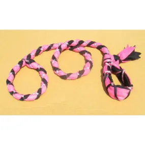 Hand Braided Dog Tug Leash with Slip Collar, Fleece and Paracord for Walking, Agility or Flyball Pink over Black with Pink Camouflage