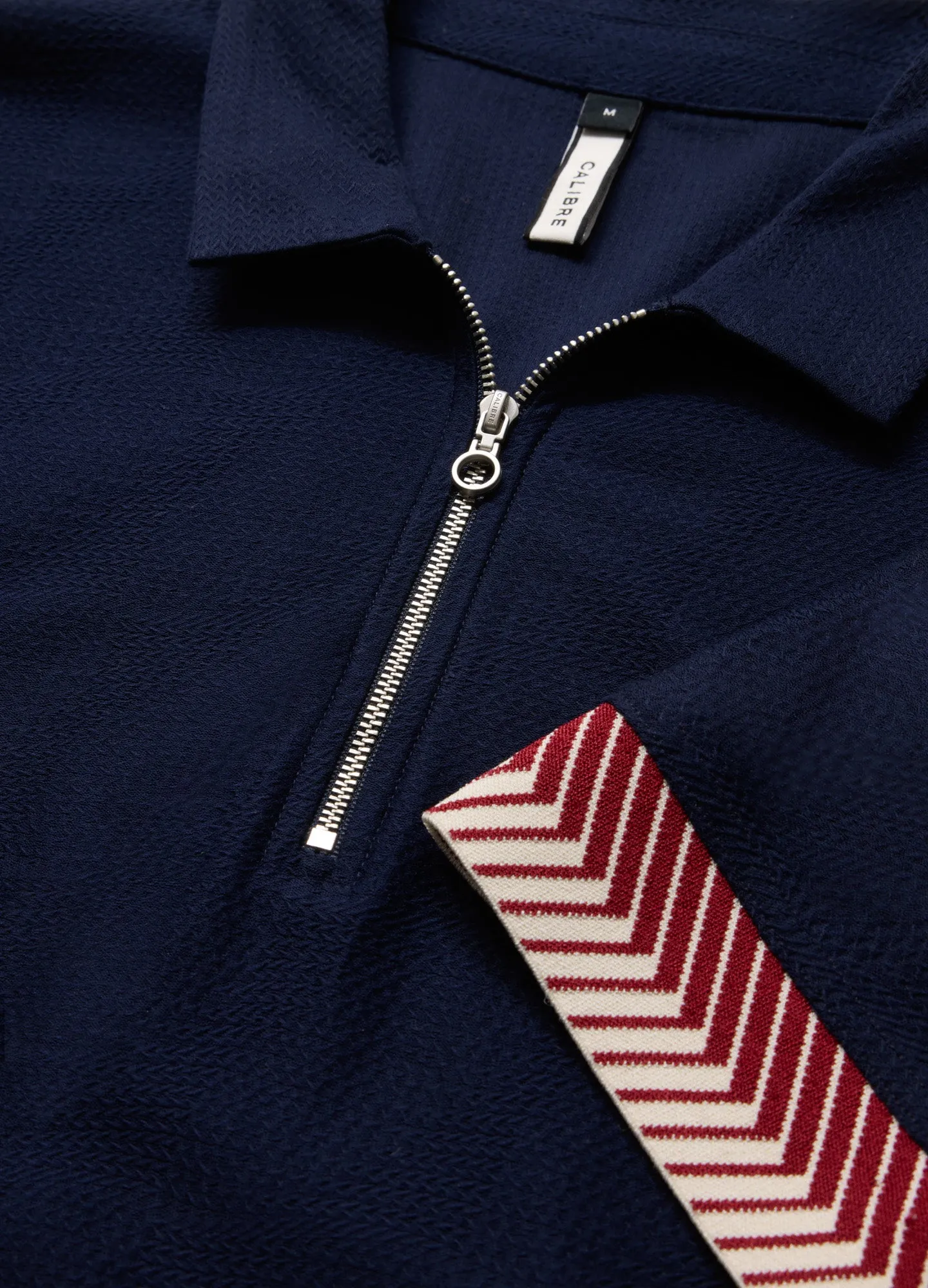 Jacquard Cuff Polo Navy