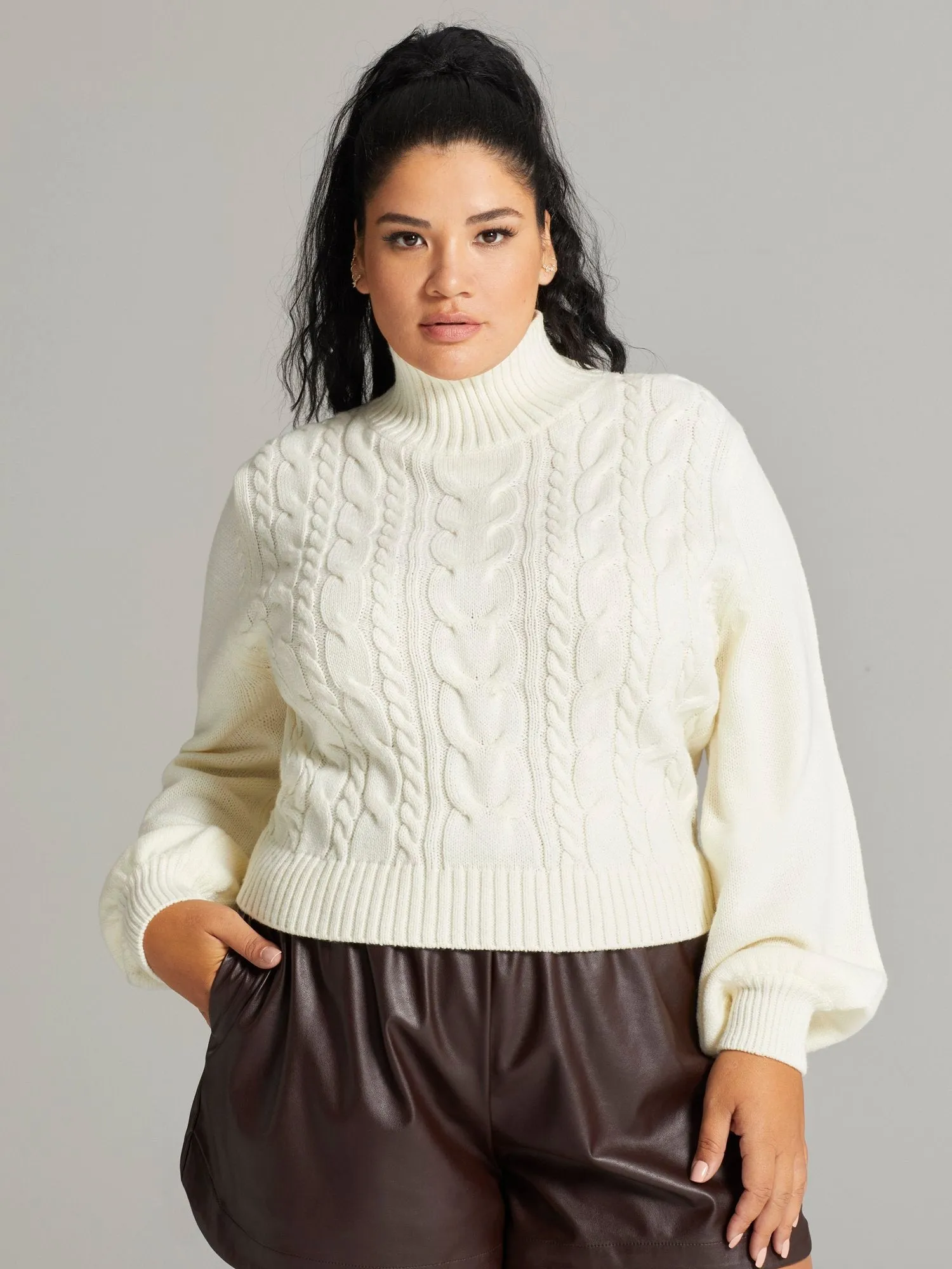 Kina Turtleneck Cable Knit Sweater