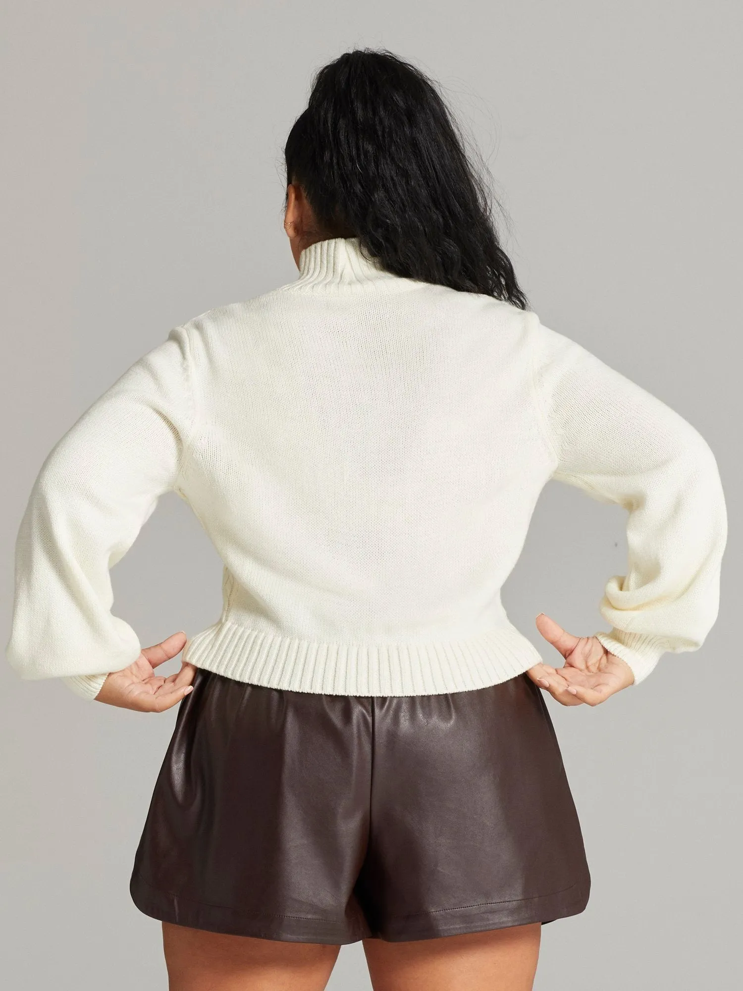 Kina Turtleneck Cable Knit Sweater