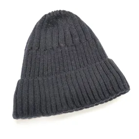 Knit Style Beanie Hat - Navy Blue