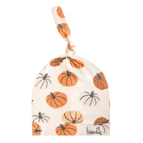 Knit Top Knot Hat - Pumpkin