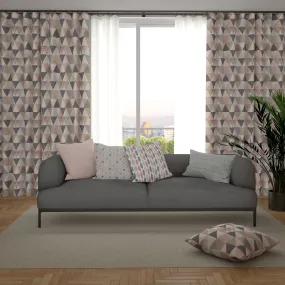Laila Blush Pink and Grey FR Curtains