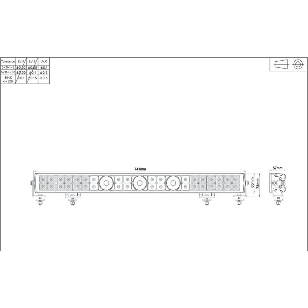 Laser Led Driving Lmp Lightbar Combo Beam 9-36V 204W 17,000 Lmns 741Mm Long
